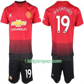 Billige Fotballdrakter Manchester United Marcus Rashford 19 Barn Hjemmedraktsett 2018/19 Kortermet